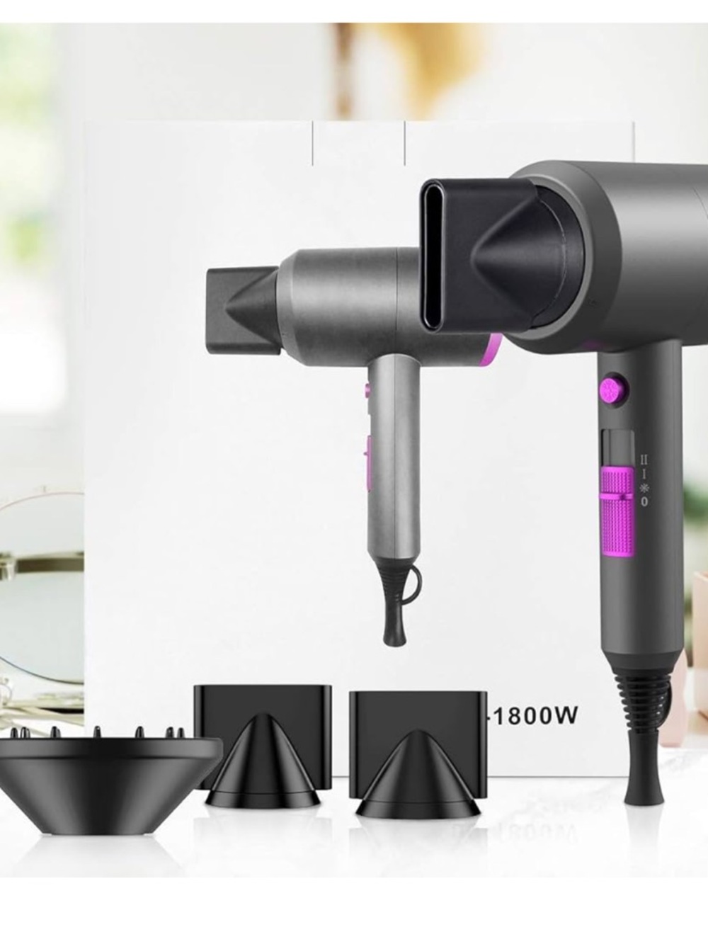 slopehill Professional Ionic Hair Dryer 1800W Fast Dry 2 Nozzle Diffuser - Picture 10 of 15